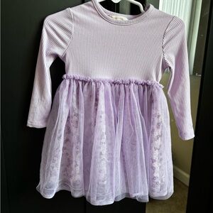 Lilac Long Sleeve Dress with Tulle Skirt